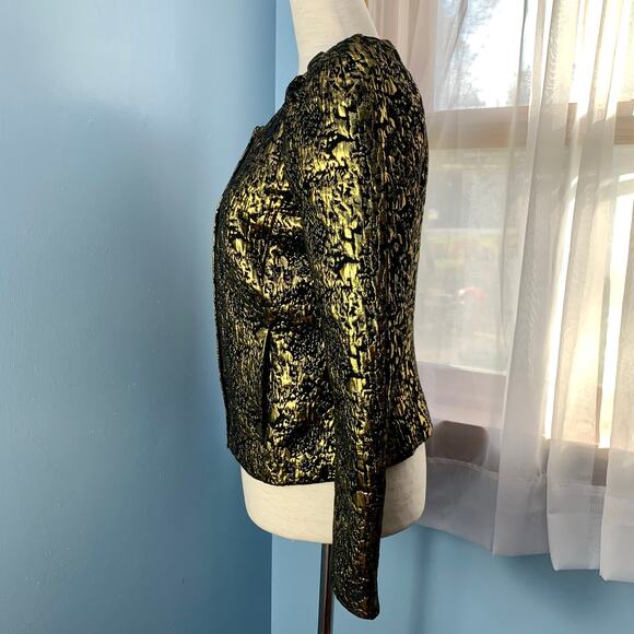 ASOS Gold Jacquard Jacket Size 4 - Picture 2 of 8
